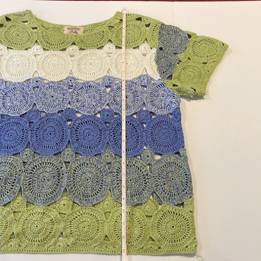 Fiorlini International (By Giorgio Fiorlini) Ladies Crochet Blue & Green Top - Picture 10 of 11
